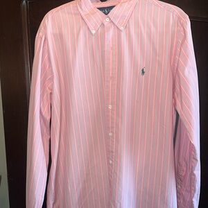 Pink pinstriped long sleeve Polo medium